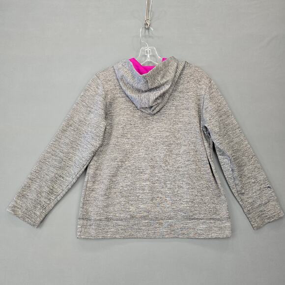 Under Armour Gray Heather Hoodie Pink Logo Long Sleeves Sweatshirt Womens Size M - Picture 3 of 10